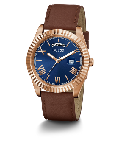 GW0353G2 GUESS Mens 42mm Brown & Rose Gold-Tone Day/Date Dress Watch alternate image