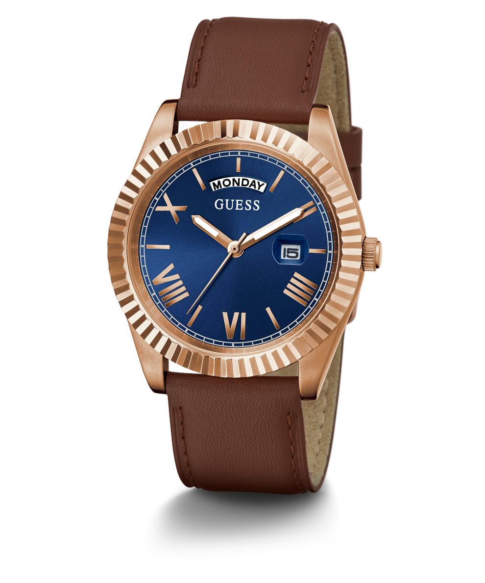 GW0353G2 GUESS Mens 42mm Brown & Rose Gold-Tone Day/Date Dress Watch alternate image