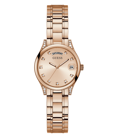 GW0385L3 GUESS Ladies 31mm Rose Gold-Tone Day/Date Dress Watch primary image