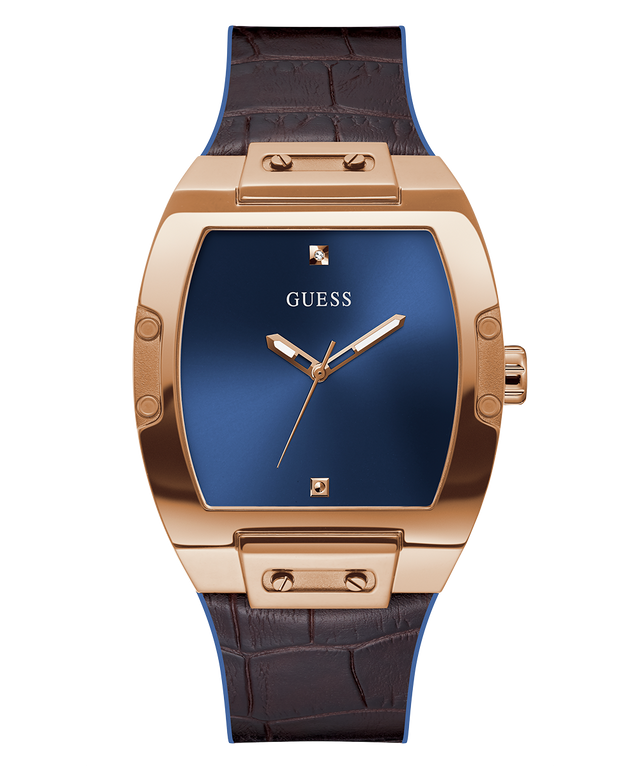 GW0386G2 GUESS Mens 43mm Brown & Rose Gold-Tone Analog Trend Watch primary image