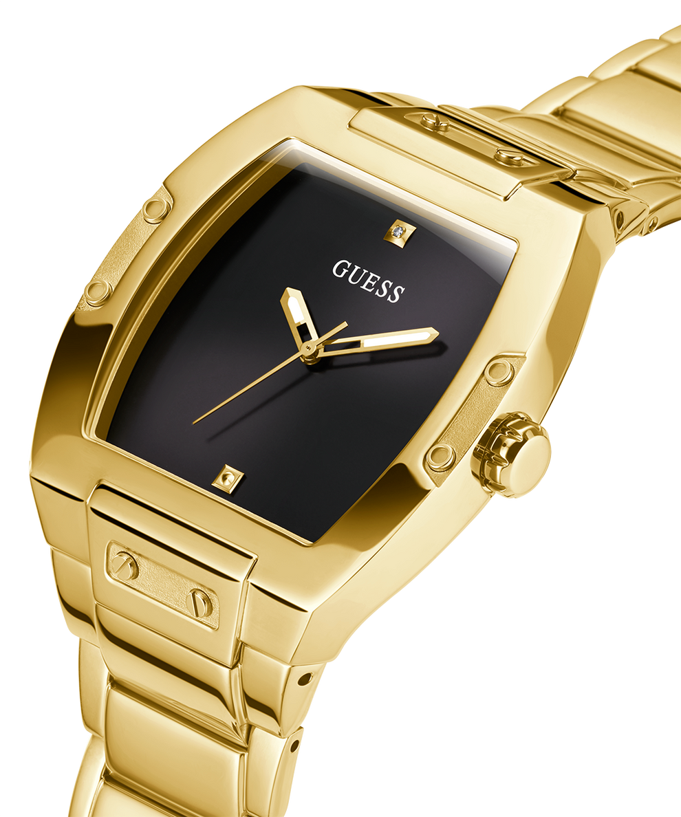 GW0387G2 GUESS Mens 43mm Gold-Tone Analog Trend Watch caseback (with attachment) image lifestyle