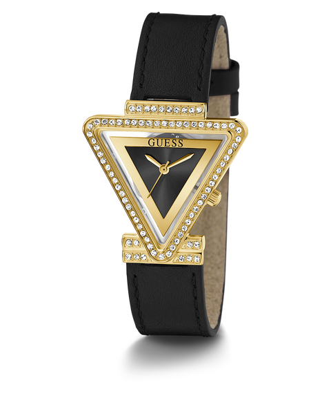Ladies Analog Watch in Black Gold Tone