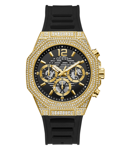 GUESS Mens Black Gold Tone Multi-function Watch GW0500G1