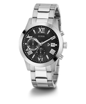 U0668G3 GUESS Mens 45mm Silver-Tone Chronograph Dress Watch alternate image