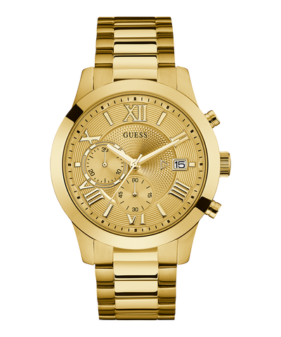 U0668G4 GUESS Mens 45mm Gold-Tone Chronograph Dress Watch primary image