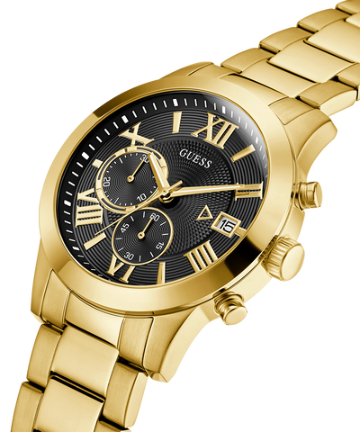 U0668G8 GUESS Mens 45mm Gold-Tone Chronograph Dress Watch caseback (with attachment) image lifestyle