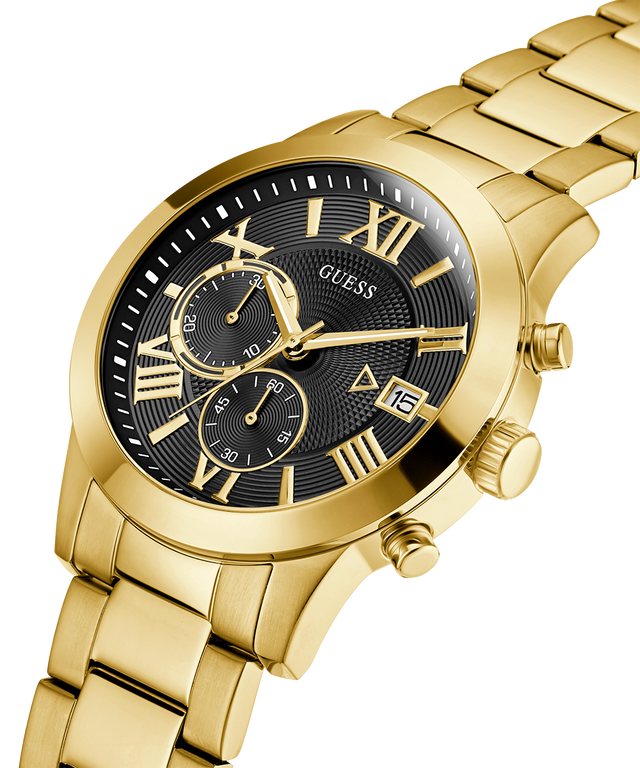 U0668G8 GUESS Mens 45mm Gold-Tone Chronograph Dress Watch caseback (with attachment) image lifestyle