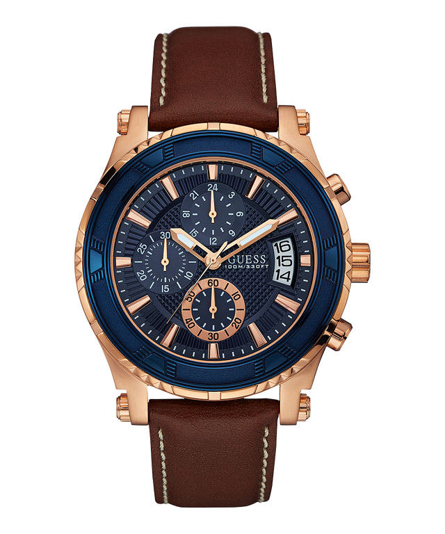 U0673G3 GUESS Mens Brown Rose Gold Tone Chronograph Watch primary image