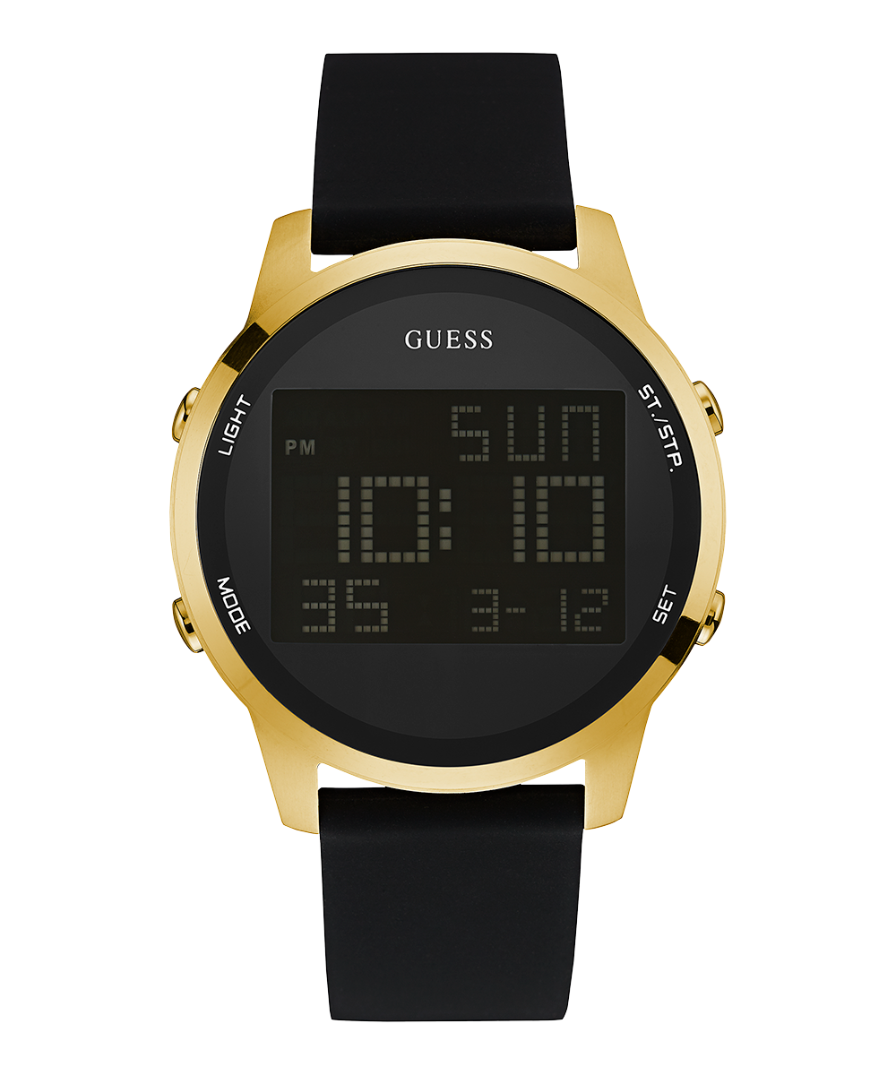 GUESS Mens Black Gold Tone Digital Watch U0787G1 GUESS Watches US