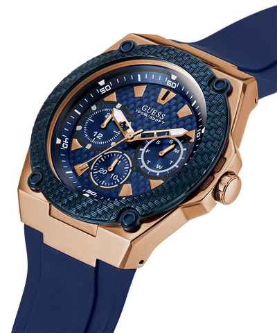 U1049G2 GUESS Mens 45mm Blue & Rose Gold-Tone Multi-function Sport Watch caseback (with attachment) image lifestyle
