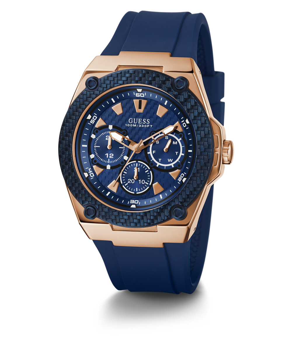 U1049G2 GUESS Mens 45mm Blue & Rose Gold-Tone Multi-function Sport Watch alternate image