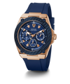 GUESS Mens Blue Rose Gold Tone Multi function Watch U1049G2 GUESS Watches US