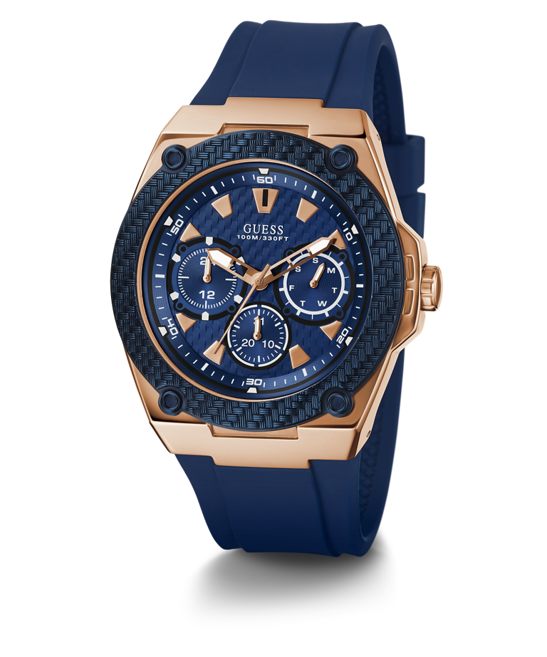 GUESS Mens Blue Rose Gold Tone Multi-function Watch - U1049G2 | GUESS ...