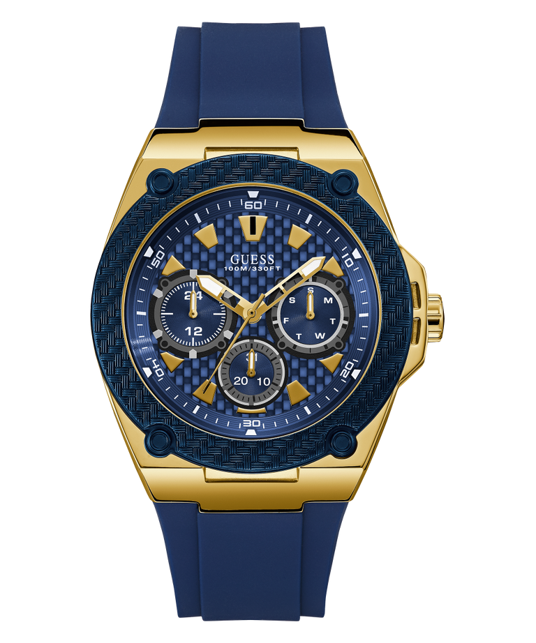 Guess men's blue and gold watch top