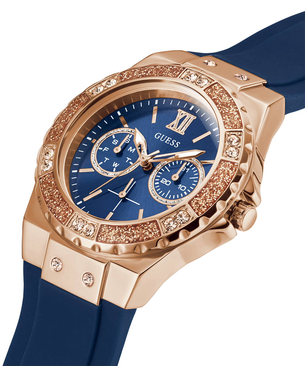 U1053L1 GUESS Ladies 39mm Blue & Rose Gold-Tone Multi-function Sport Watch caseback (with attachment) image lifestyle