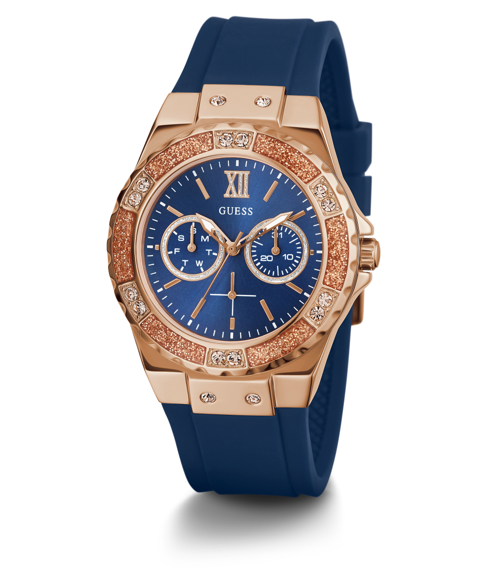 U1053L1 GUESS Ladies 39mm Blue & Rose Gold-Tone Multi-function Sport Watch alternate image