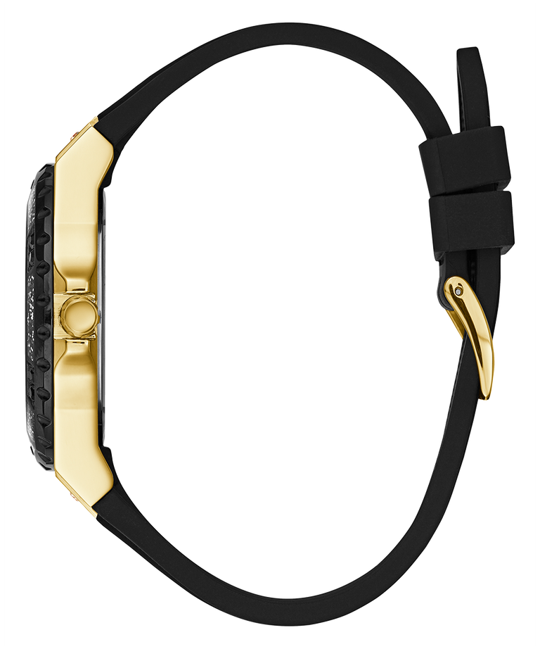 U1053L7 GUESS Ladies 39mm Black & Gold-Tone Multi-function Sport Watch profile image