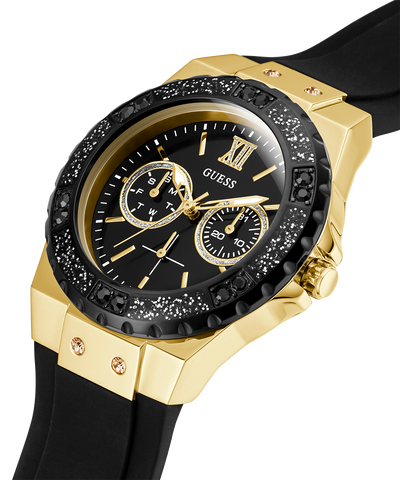 U1053L7 GUESS Ladies 39mm Black & Gold-Tone Multi-function Sport Watch caseback (with attachment) image lifestyle