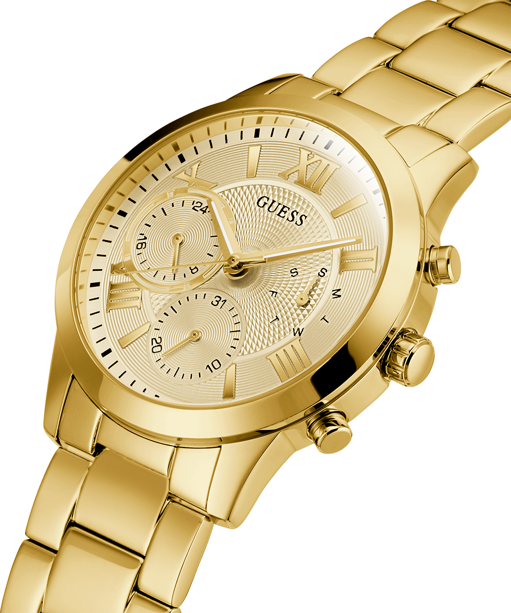 Amazon.com: GUESS Classic Gold-Tone Stainless Steel Bracelet Watch with  Day, Date + 24 Hour Military/Int'l Time. Color: Gold-Tone (Model: U1070L2)  : Clothing, Shoes & Jewelry