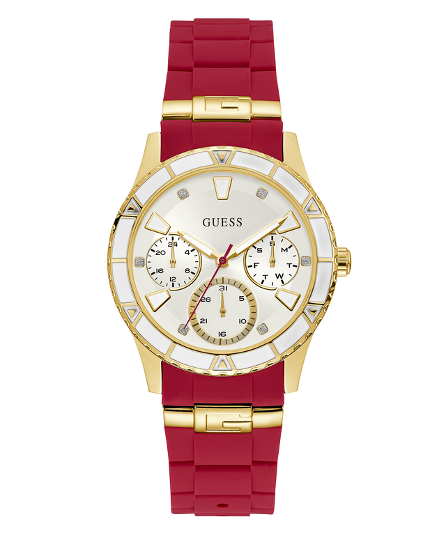 U1157L2 GUESS Ladies 38mm Red & Gold-Tone Multi-function Sport Watch primary image