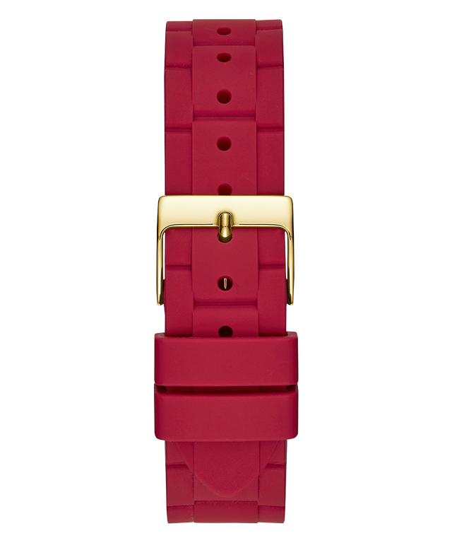 U1157L2 GUESS Ladies 38mm Red & Gold-Tone Multi-function Sport Watch strap image