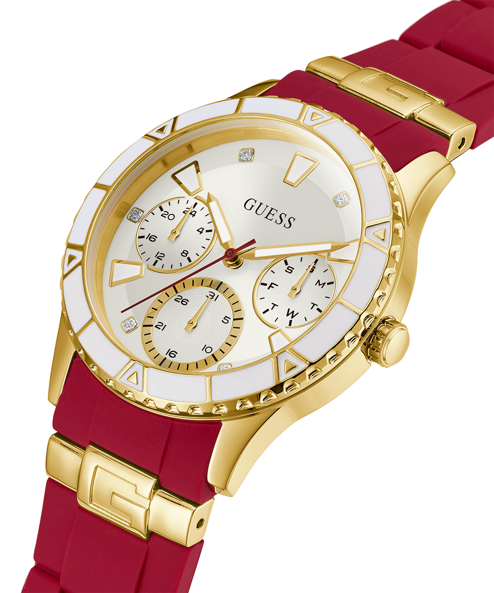 U1157L2 GUESS Ladies 38mm Red & Gold-Tone Multi-function Sport Watch caseback (with attachment) image lifestyle