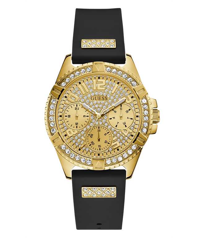U1160L1 GUESS Ladies 40mm Black & Gold-Tone Multi-function Sport Watch primary image