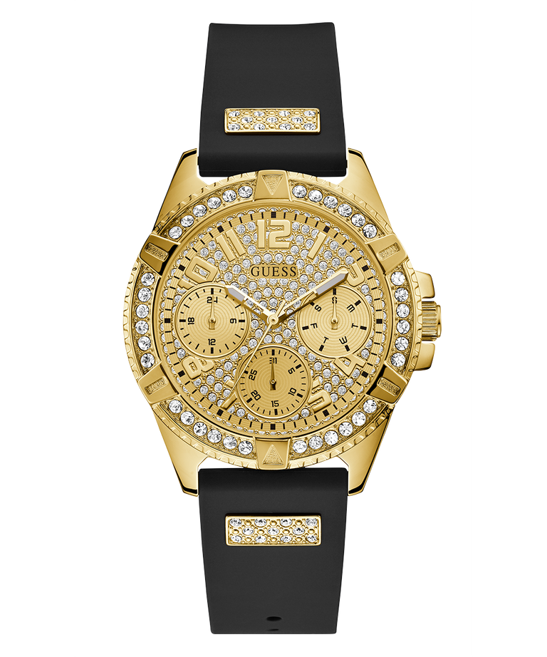 U1160L1 GUESS Ladies 40mm Black & Gold-Tone Multi-function Sport Watch primary image