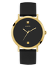 U1264G1 GUESS Mens 44mm Black & Gold-Tone Analog Dress Watch primary image