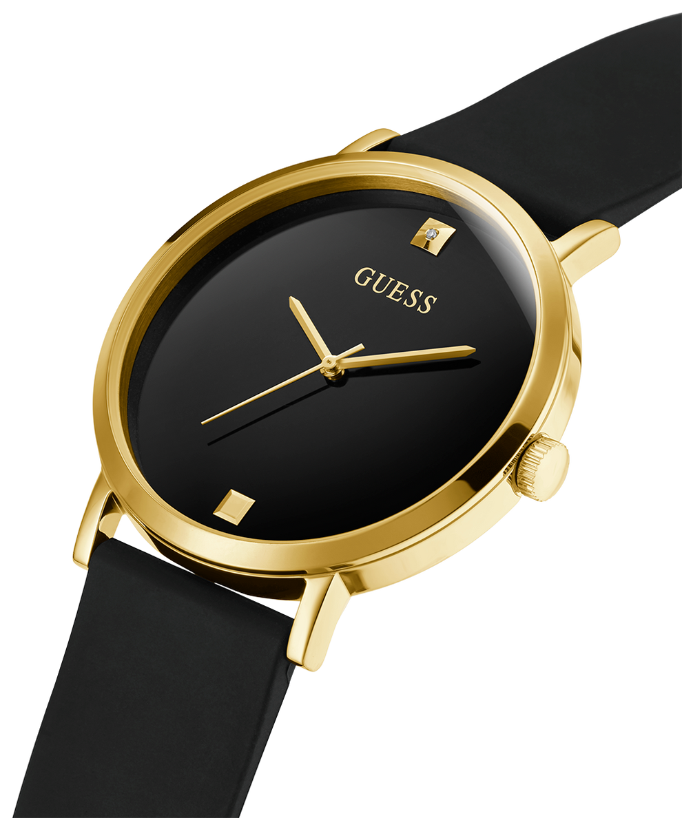 U1264G1 GUESS Mens 44mm Black & Gold-Tone Analog Dress Watch caseback (with attachment) image lifestyle