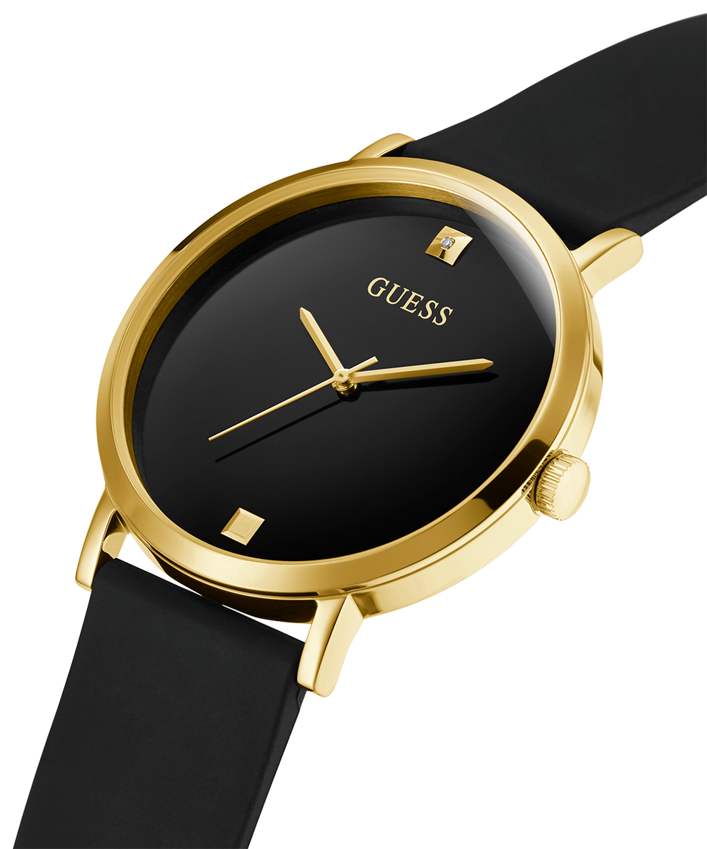 GUESS Mens Black Gold Tone Analog Watch