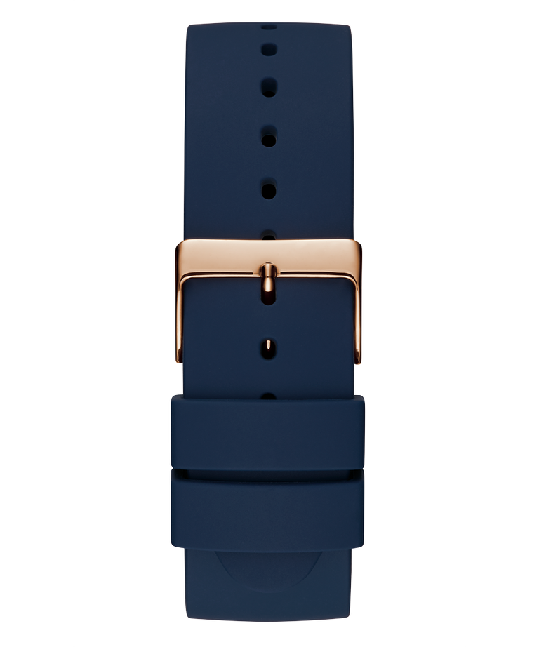 U1264G3 GUESS Mens 44mm Blue & Rose Gold-Tone Analog Dress Watch strap image
