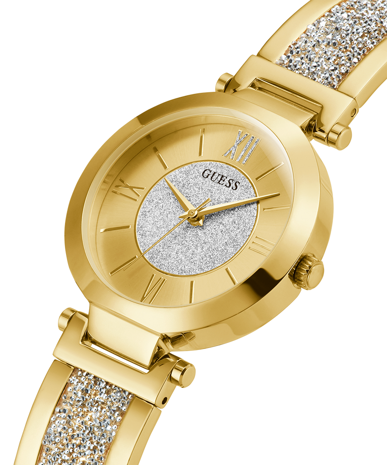 U1288L2 GUESS Ladies 36mm Gold-Tone Analog Dress Watch caseback (with attachment) image lifestyle