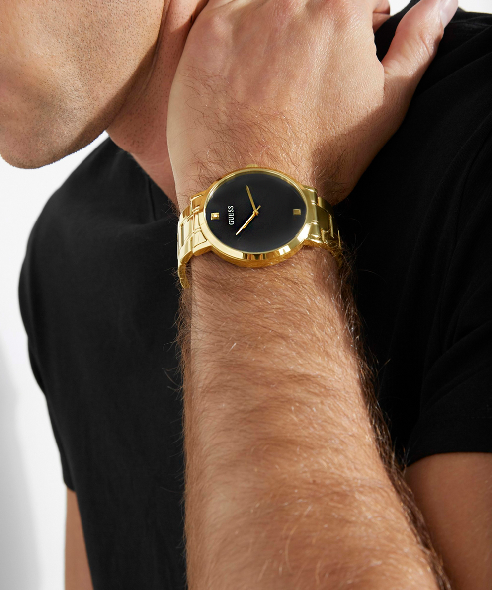 U1315G2 GUESS Mens 44mm Gold-Tone Analog Dress Watch alternate 2 image lifestyle