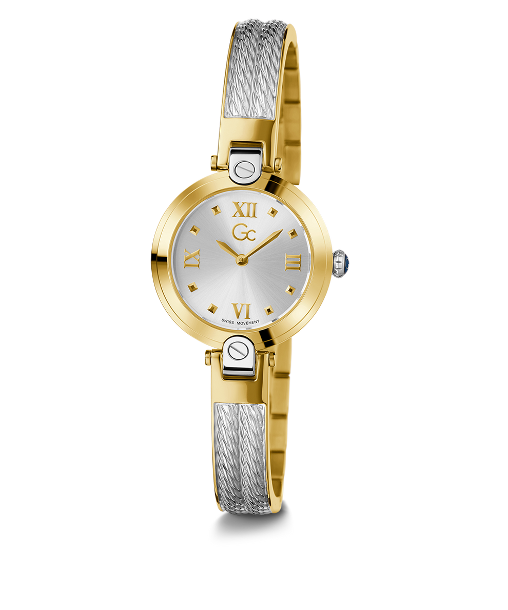 Guess women's stainless steel 2025 casual wire bangle bracelet watch